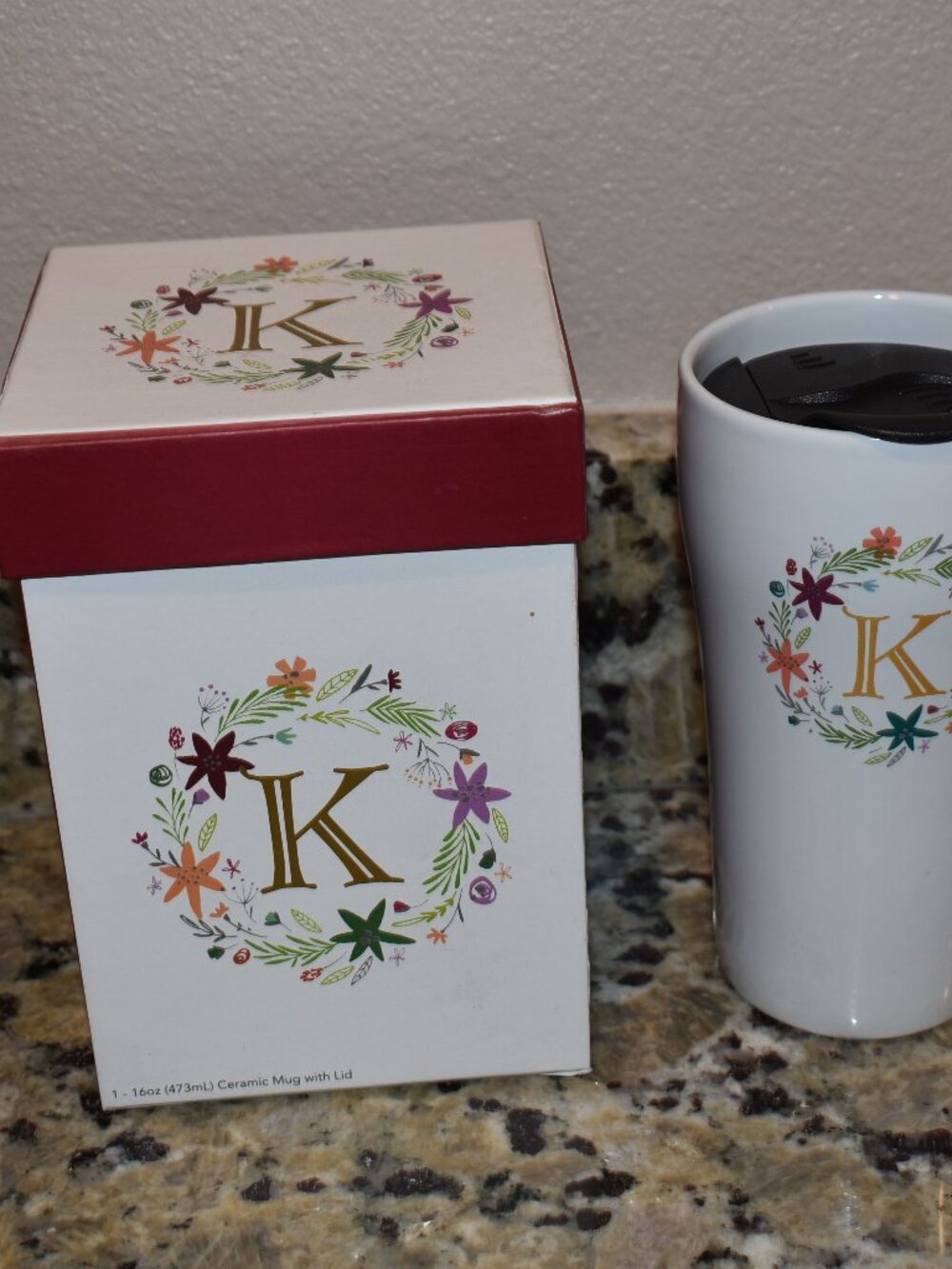 Brand New Initial K Monogram Tall Coffee Mug